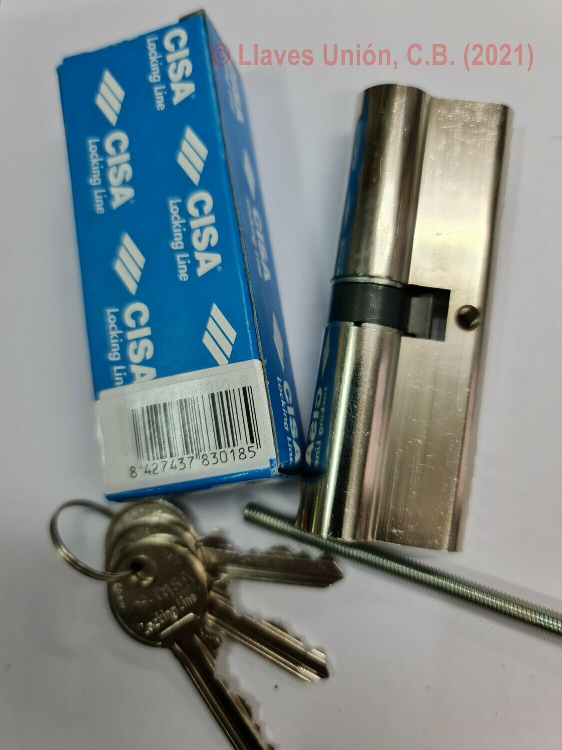Cilindro CISA LOGO 45x45 mm. Niquelado. Llave Serreta. Leva Corta