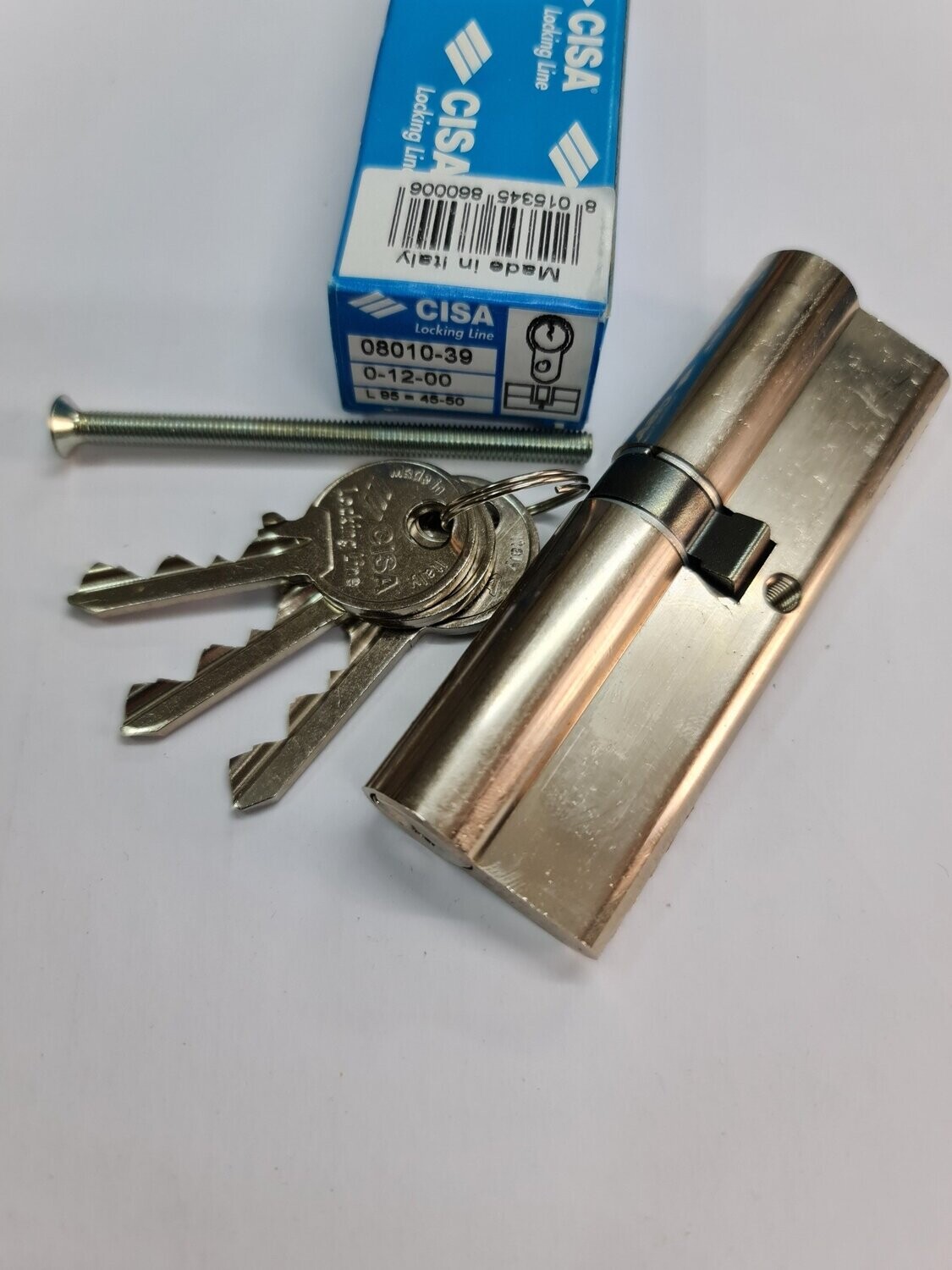 Cilindro CISA LOGO 45x50 mm. Niquelado. Llave Serreta. Leva Larga Cilindro CISA LOGO 45x50 mm. Niquelado. Llave Serreta. Leva Larga