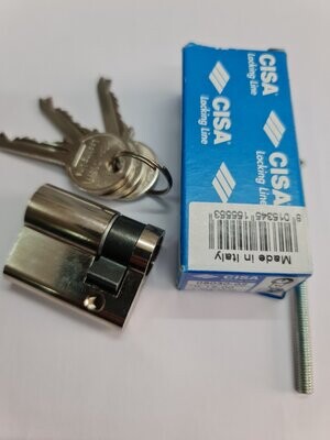 Medio Cilindro CISA LOGO 30x10 mm. Niquelado. Llave Serreta. Leva Larga