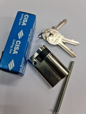 Medio Cilindro CISA LOGO 40x10 mm. Niquelado. Llave Serreta. Leva Corta