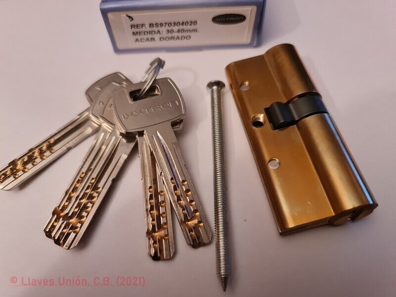 Cilindro Seguridad IXXTRON BS970 30X40 mm. Latonado