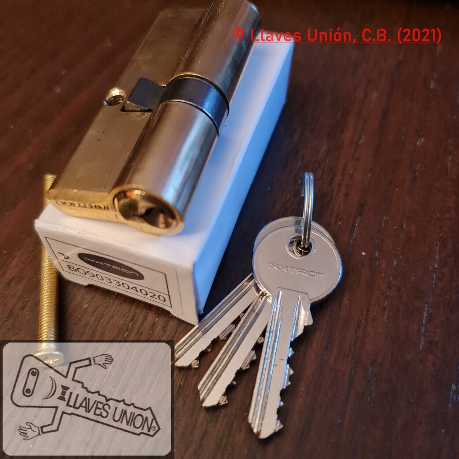 Cilindro IXXTRON BO903  30x40 mm. Latonado. Llave Serreta.