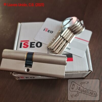 Cilindro ISEO R6 40x50 mm. Niquelado. Llave Seguridad. Leva Corta