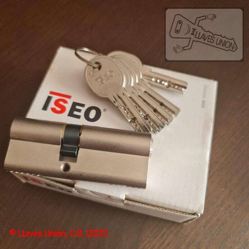 Cilindro ISEO R6 35x45 mm. Niquelado. Llave Seguridad. Leva Corta