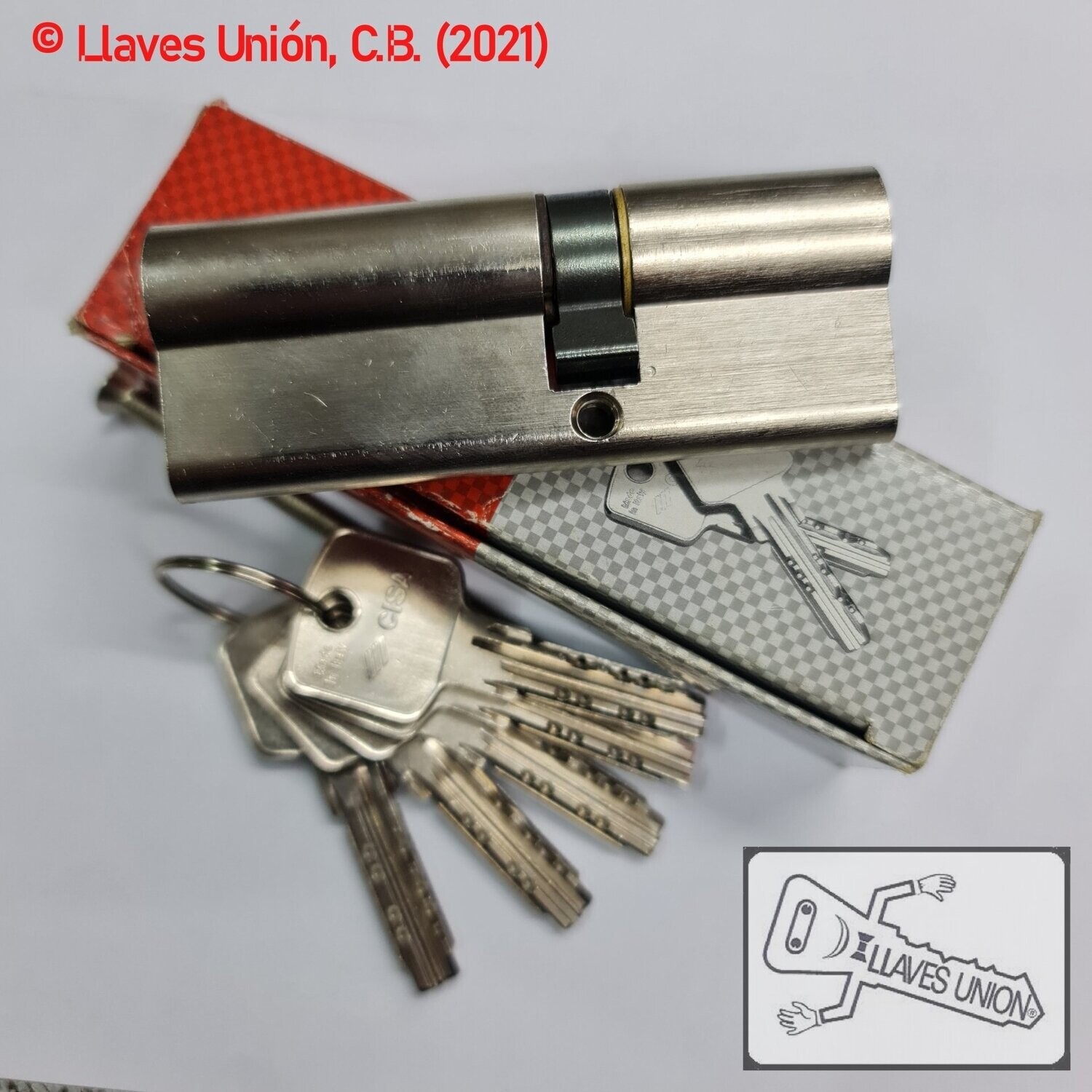 Cilindro CISA ASTRAL M10 35x50 mm. Niquelado. Llave Seguridad. Leva Larga