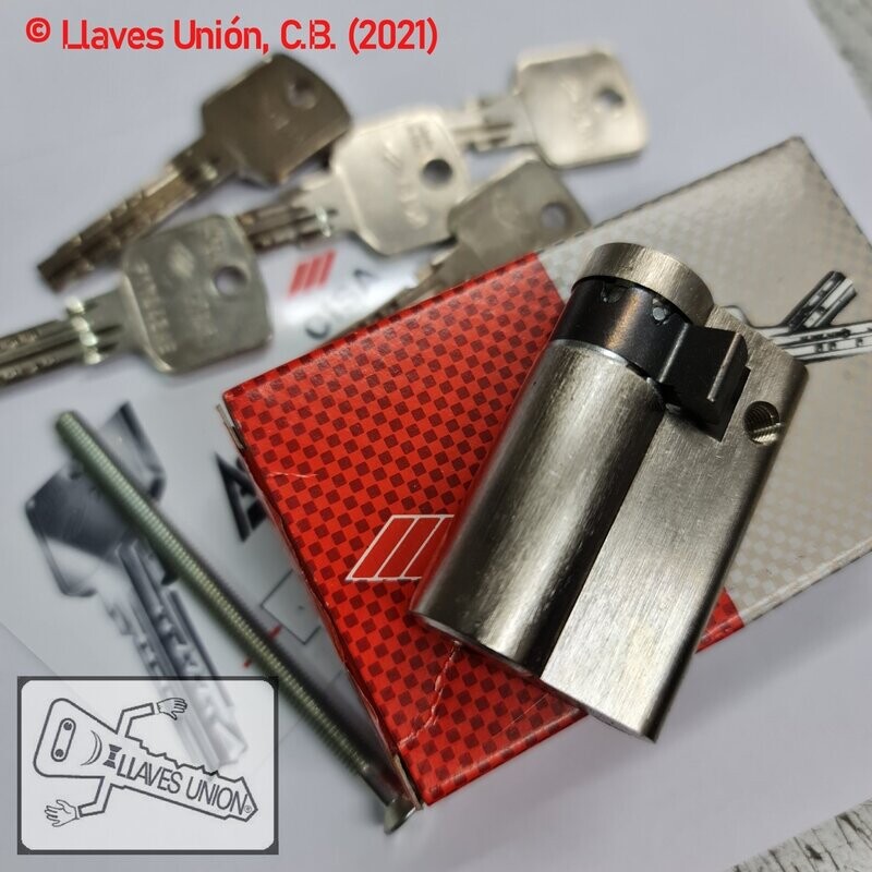 Cilindro CISA ASTRAL M10 40x10 mm. Niquelado. Llave Seguridad. Leva Larga
