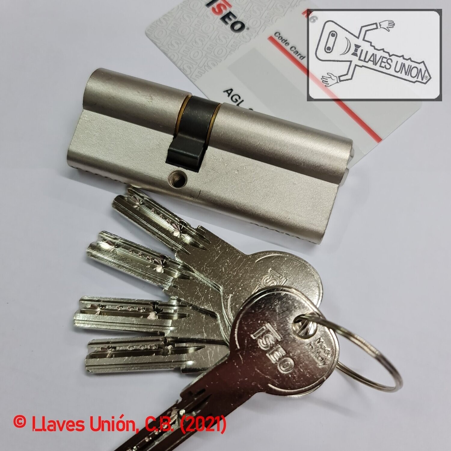 Cilindro ISEO R6 35x45 mm. Niquelado. Llave Seguridad. Leva Larga