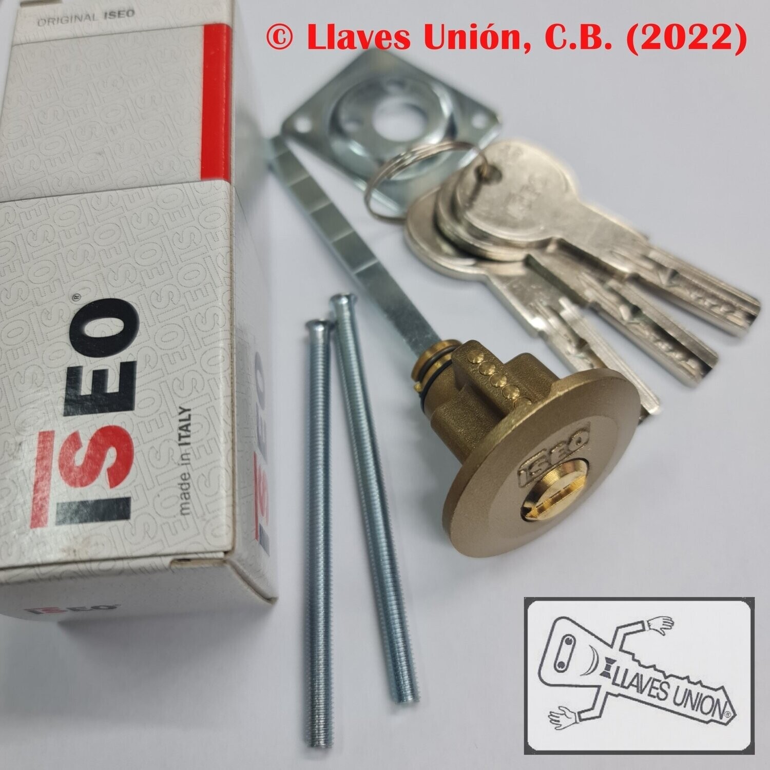 Cilindro ISEO R6 REGULABLE EXTERIOR. Latonado. Llave Seguridad.
