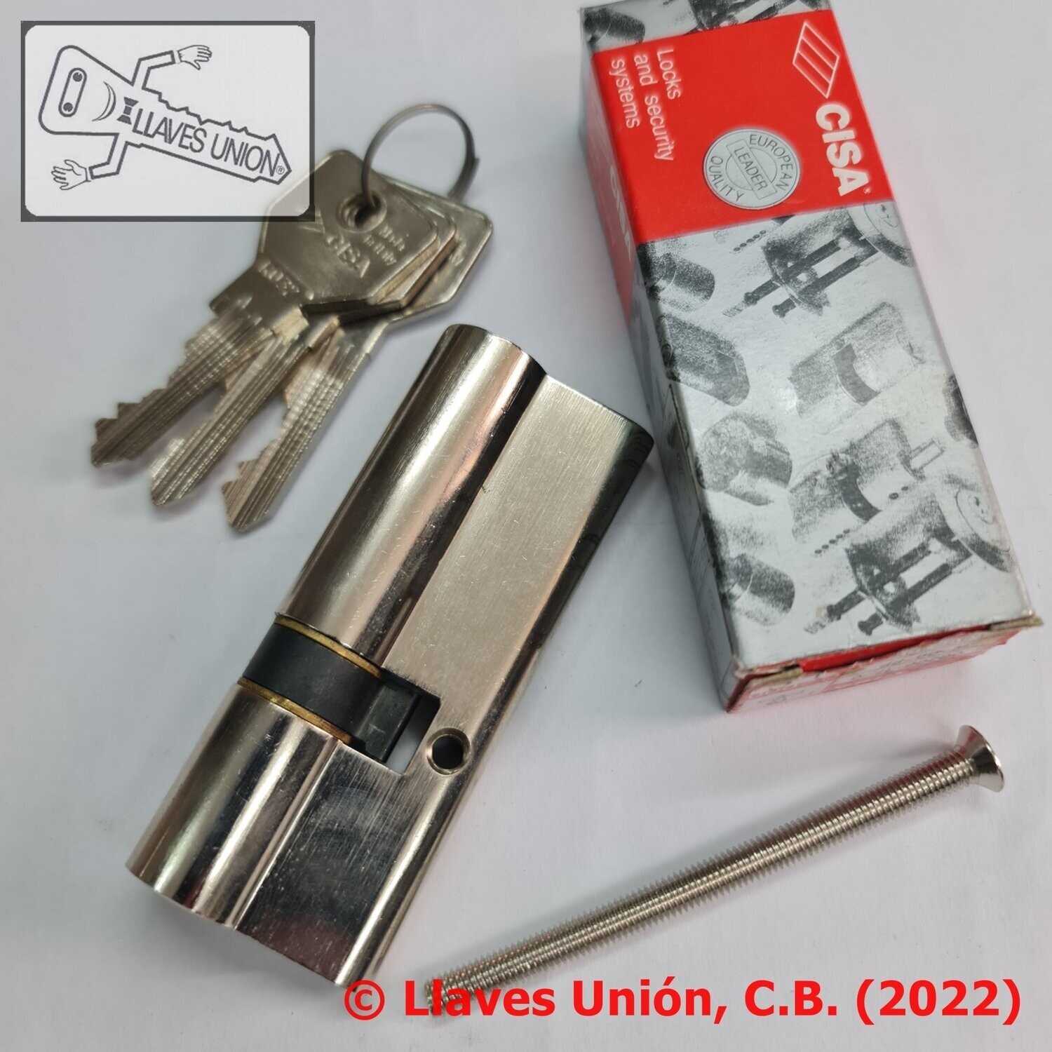 Cilindro CISA C2000 50x30 mm. Niquelado. Llave Serreta Perfil R032. Leva Corta E13