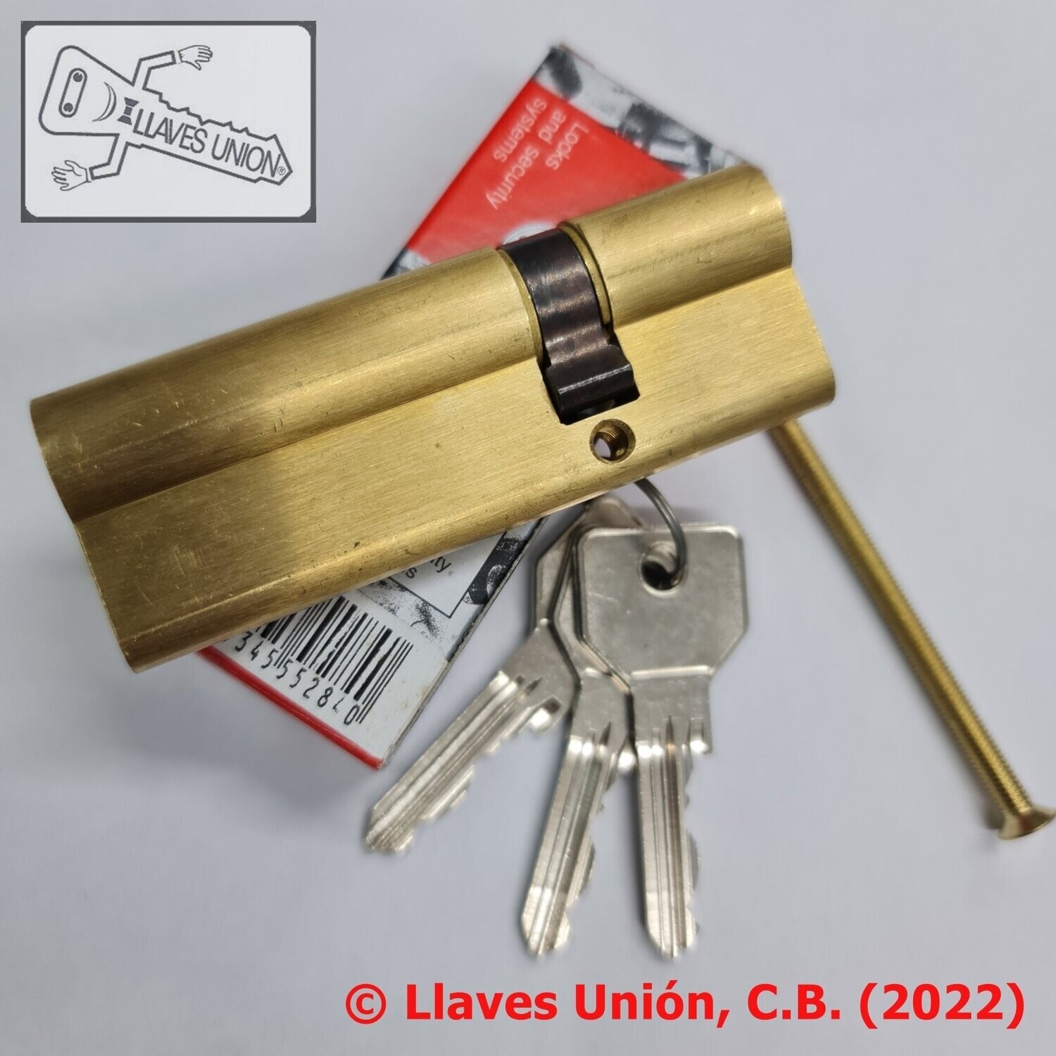 Cilindro CISA C2000 60x30 mm. Latonado. Llave Serreta Perfil R032. Leva Larga