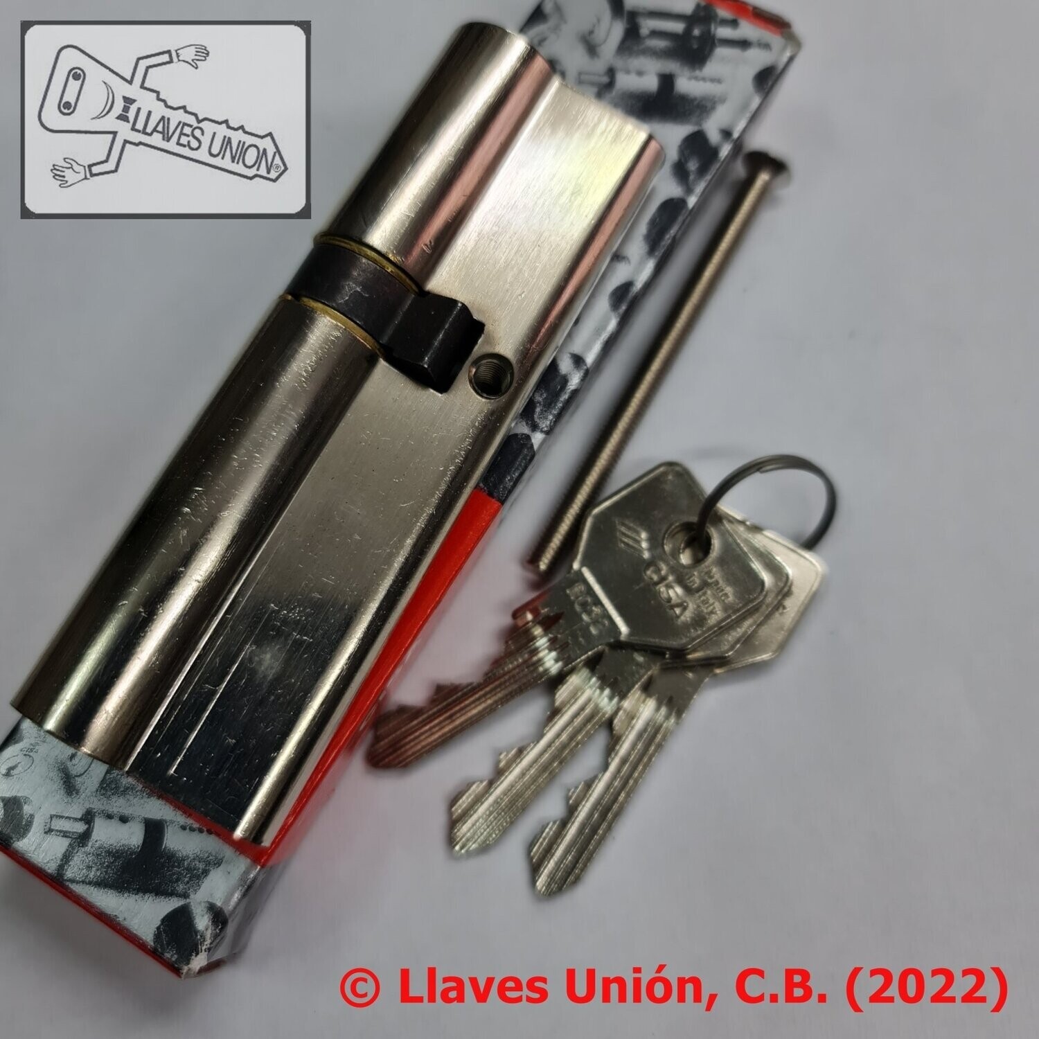 Cilindro CISA C2000 40x60 mm. Niquelado. Llave Serreta Perfil R032. Leva Larga