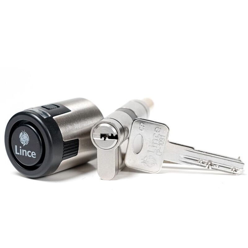 Cilindro LINCE CPLUS ALARM 40x30 mm. Niquelado. Llave Seguridad. Alarma
