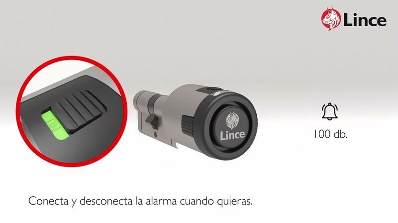 Cilindro LINCE CPLUS ALARM 40x30 mm. Latonado. Llave Seguridad. Alarma