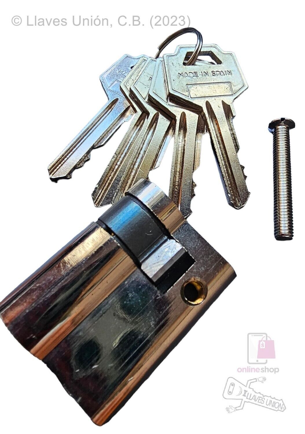 Cilindro FAC 40F 30x10 mm. Niquelado. Llave Serreta. Leva Corta