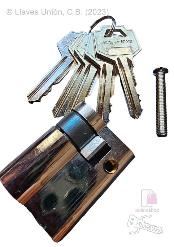 Cilindro FAC 40F 30x10 mm. Niquelado. Llave Serreta. Leva Corta