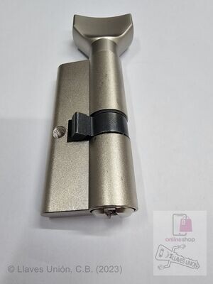 Cilindro ISEO R6 40x30 mm. Niquelado. Llave Seguridad. Pomo 40. Leva Larga