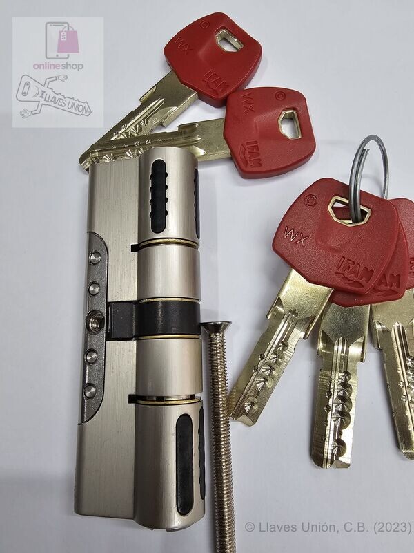 Cilindro IFAM 1000WX 45x45 mm. Niquel Mate. Llave Patentada. Leva Larga