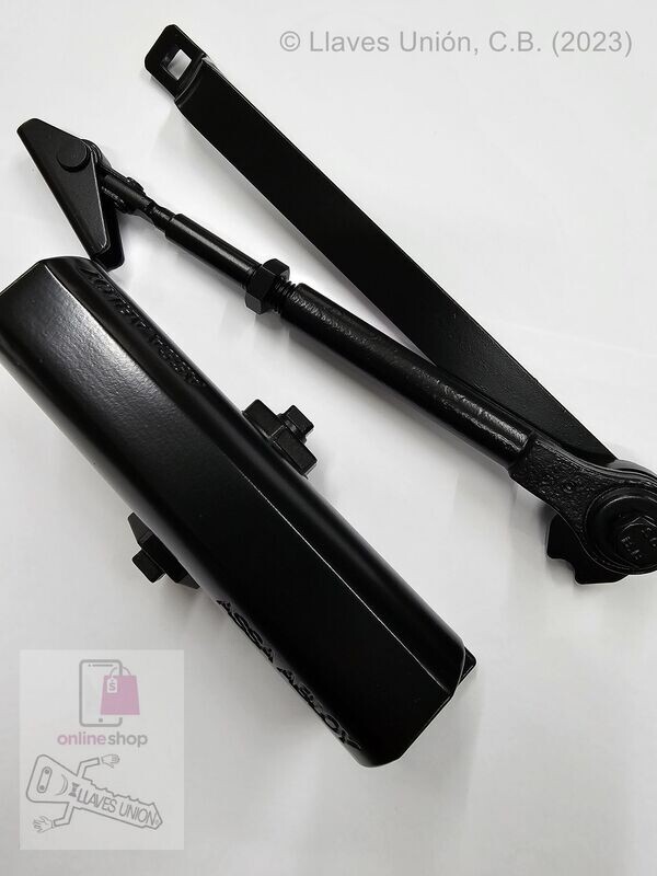 Cierrapuertas ASSA ABLOY DC110 NEGRO de piñón-cremallera con brazo articulado
