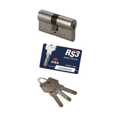 Cilindro CISA RS3 40x50 mm. Latonado. Llave Incopiable. Leva Larga