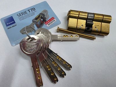 Cilindro TESA T70 30x30 mm. Latonado. Leva Larga Cilindro TESA T70 30x30 mm. Latonado. Leva Larga