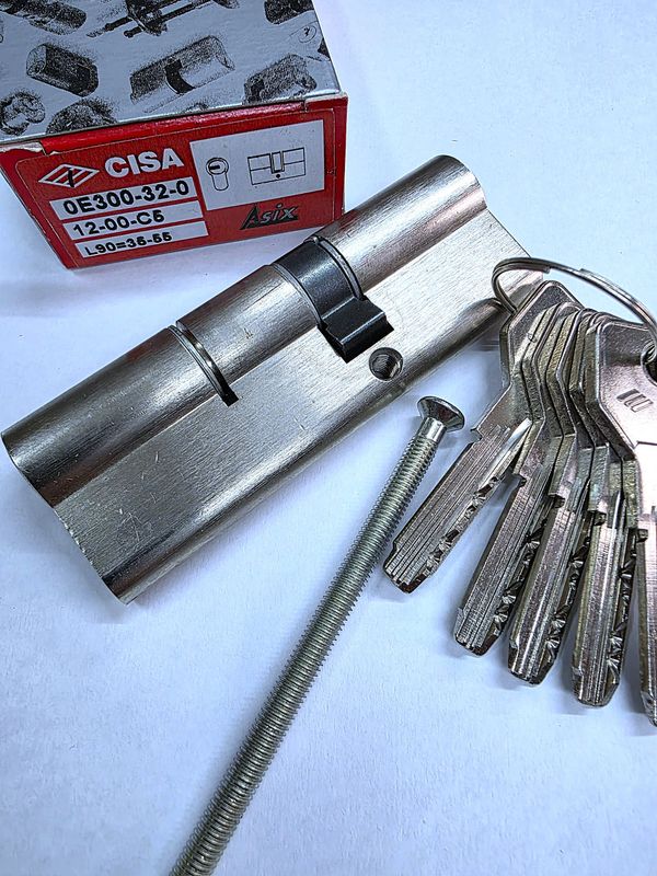 Cilindro Europerfil CISA ASIX de Seguridad 35x55 mm. Niquelado. Leva Larga