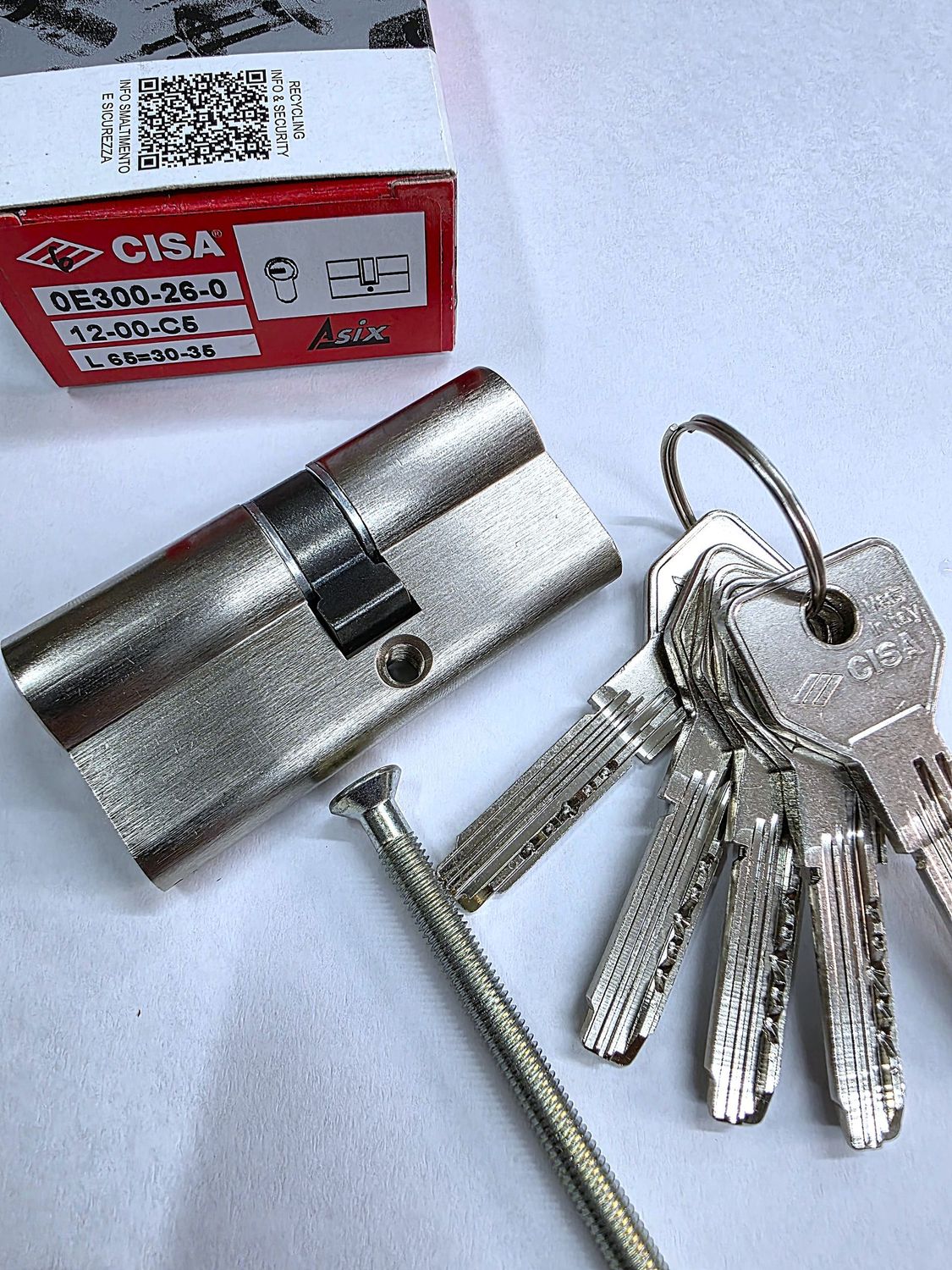 Cilindro Europerfil CISA ASIX de Seguridad 30x35 mm. Niquelado. Leva Larga Cilindro Europerfil CISA ASIX de Seguridad 30x35 mm. Niquelado. Leva Larga