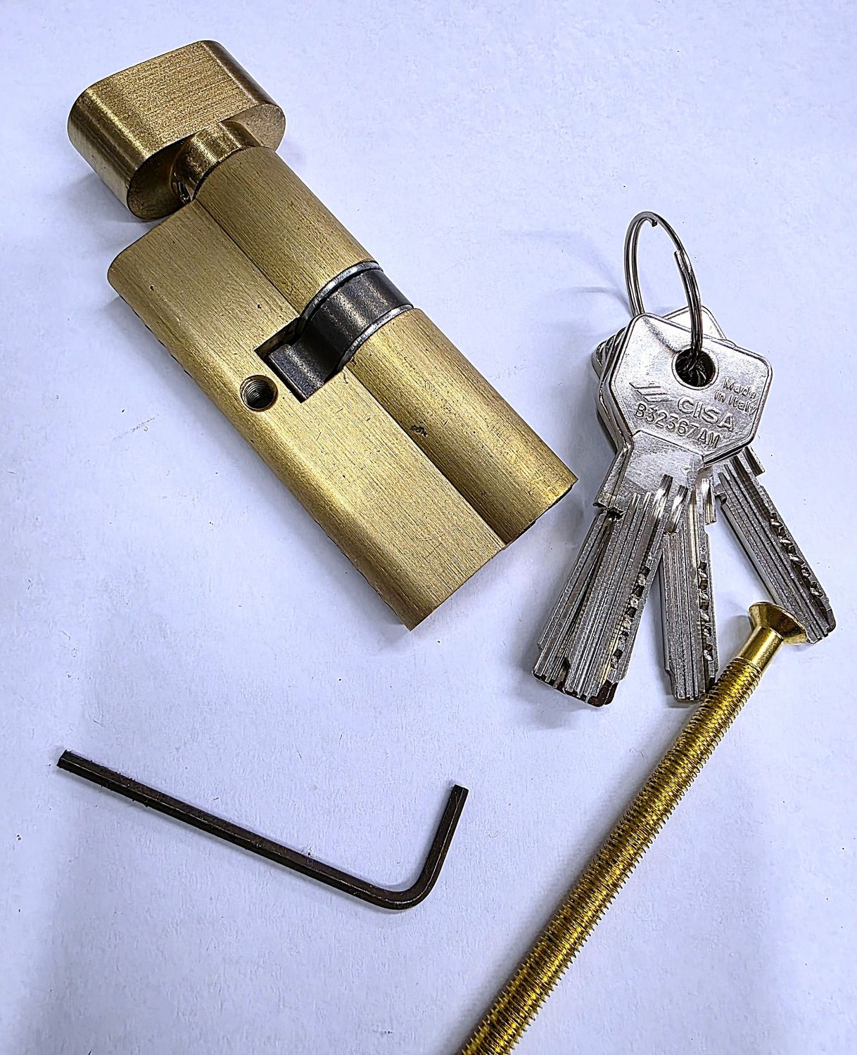 Cilindro Europerfil CISA ASIX de Seguridad 30x40 mm. Latonado. Botón a 30 mm. Leva Larga Cilindro Europerfil CISA ASIX de Seguridad 30x40 mm. Latonado. Botón a 30 mm. Leva Larga