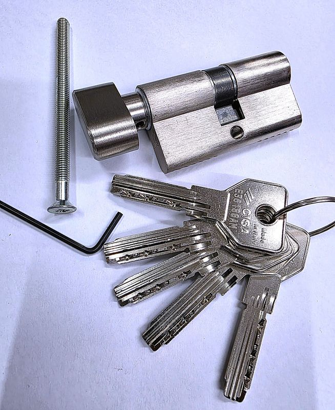 Cilindro Europerfil CISA ASIX de Seguridad 30x30 mm. Niquelado. Botón a 30 mm. Leva Larga