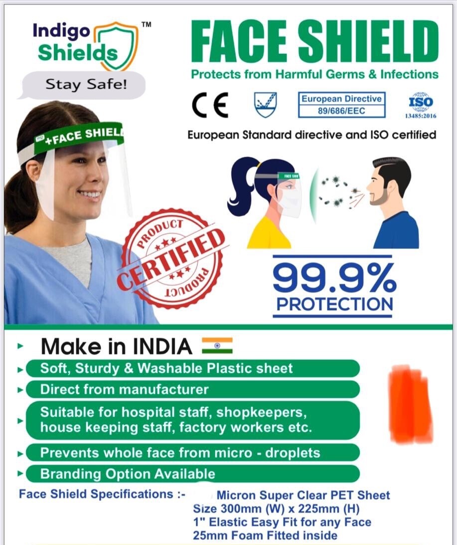 Face Shield ( Protection From Virus And Infection ) Pack Of 10