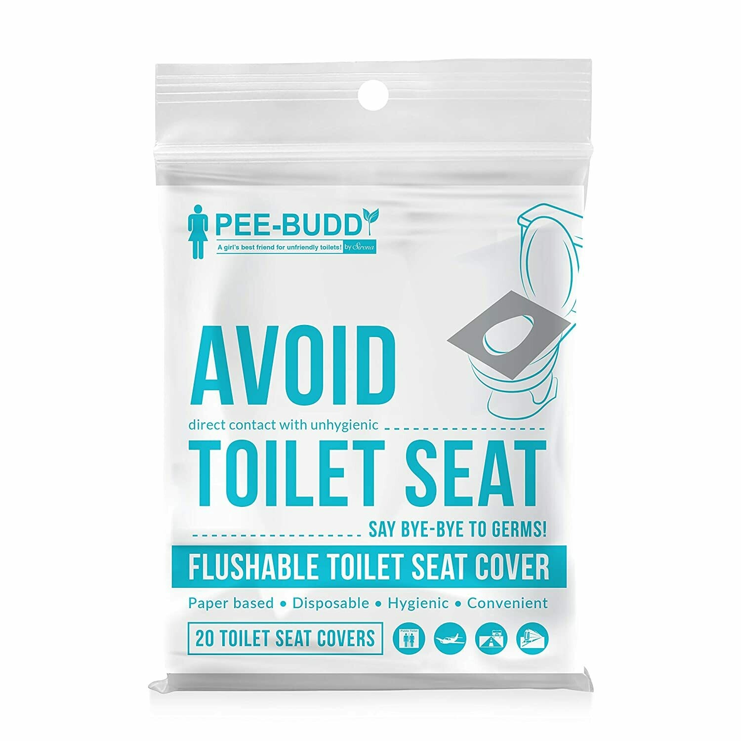 PeeBuddy Disposable Paper Toilet Seat Covers - 100 Sheets (Pack of 5), to Avoid Direct Contact with Unhygienic Seats