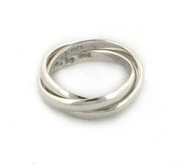 Sterling Silver 3-Band Russian Wedding Ring - Size 7