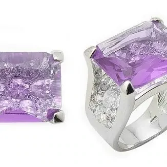 19.8ct Emerald-Cut Lavender CZ Sterling Silver Ring