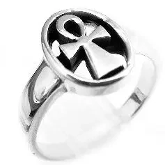 Sterling Silver Egyptian Ankh Symbol Cross Ring - Size 11