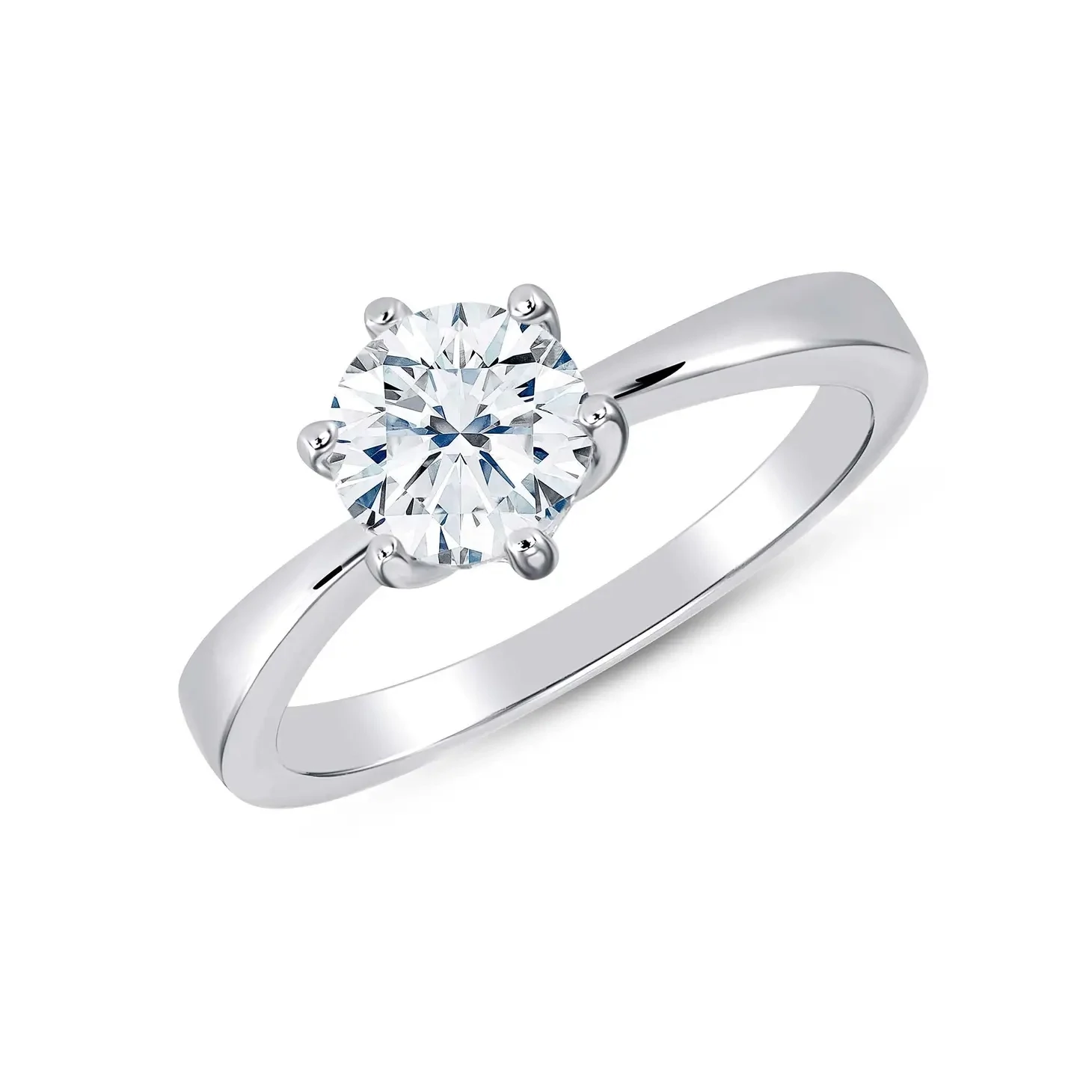 Sterling Silver Plain CZ Solitaire Ring