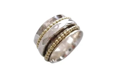 Clarity Sterling Silver Meditation Spinner Ring - Size 11