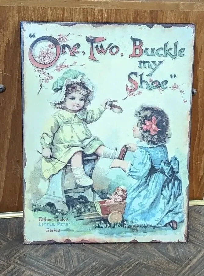 One Two Buckle My Shoe Tin Sign
