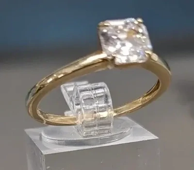 Solid Gold Asscher Ring - Size 9