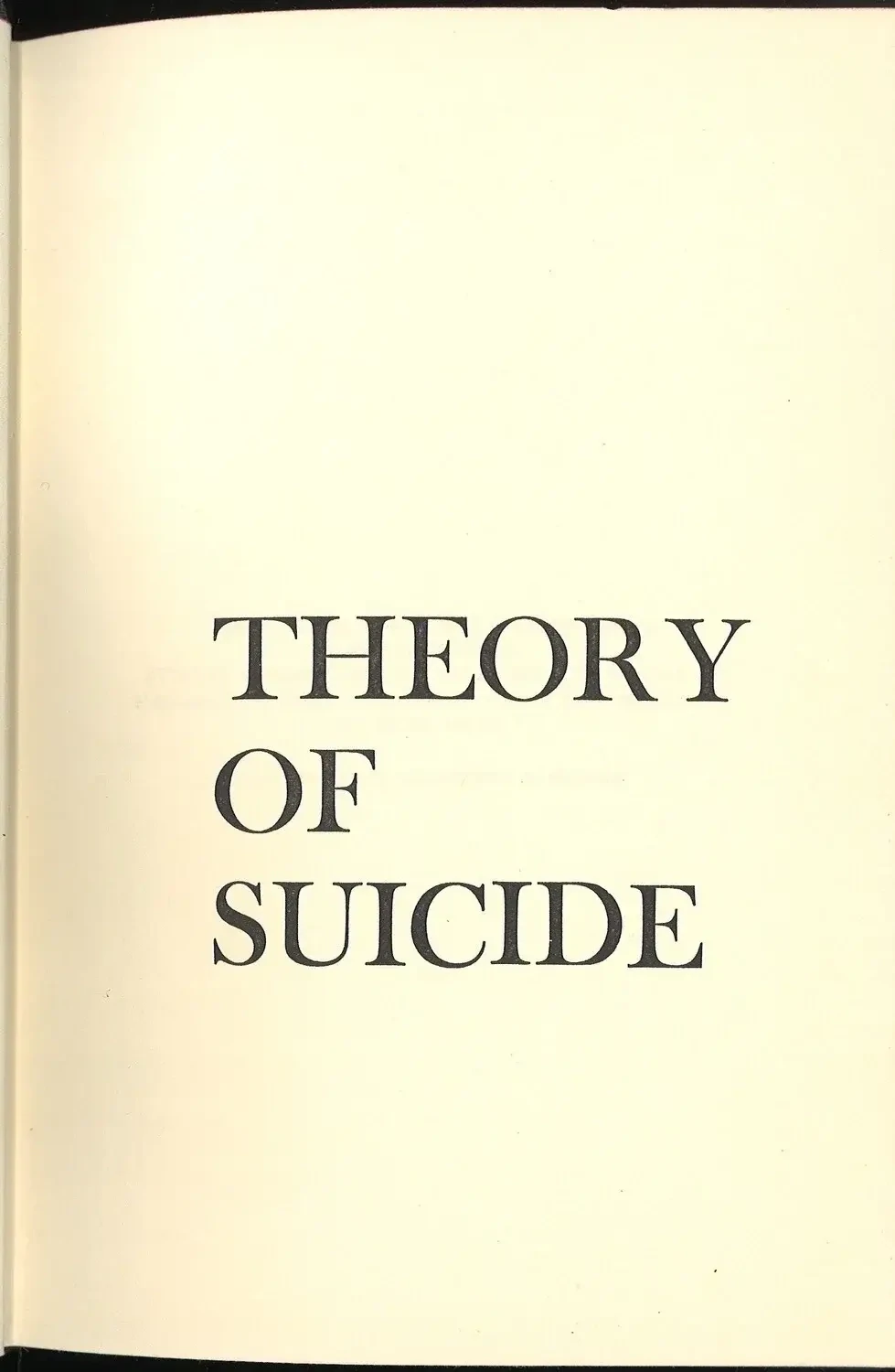 Theory of Suicide by Maurice L. Farber