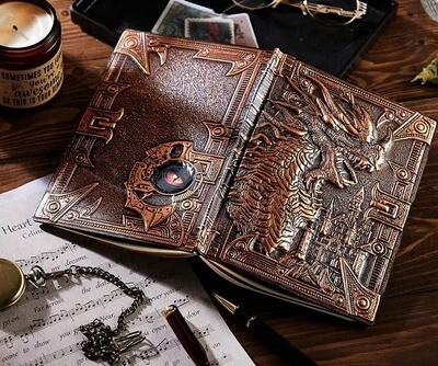 Dragon Retro Relief Faux Leather Journal