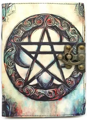 Mystical Pentacle Leather 5x7 Blank Journal Spell Book