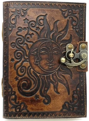 Celestial Embossed Leather Blank Journal Spell Book