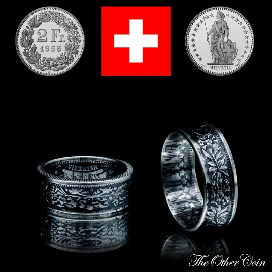 Ring 2 Schweizer Franken - Münzring Hochglanzpoliert oder im Vintage antik Look