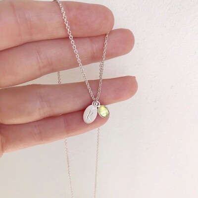 Birthstone &amp; Initial Pendant
