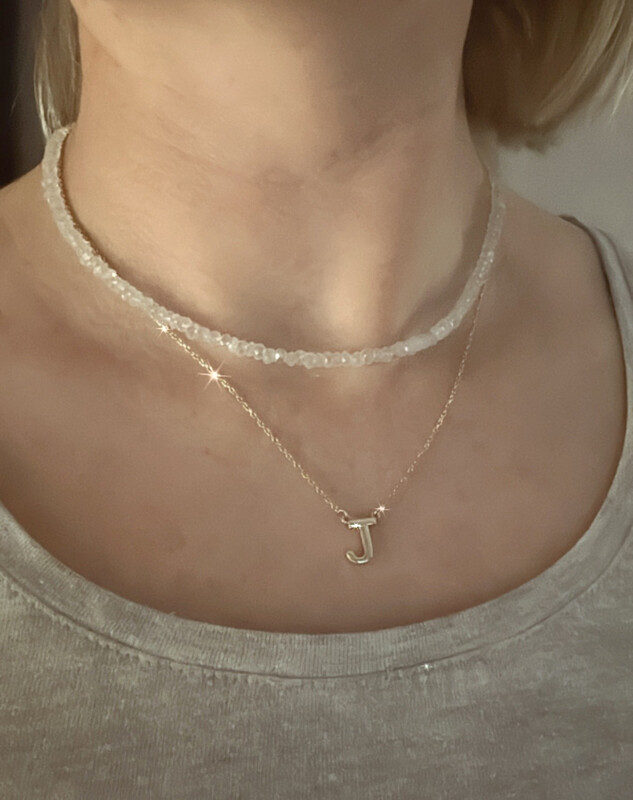 Faceted Moonstone Heishi Beaded Necklace