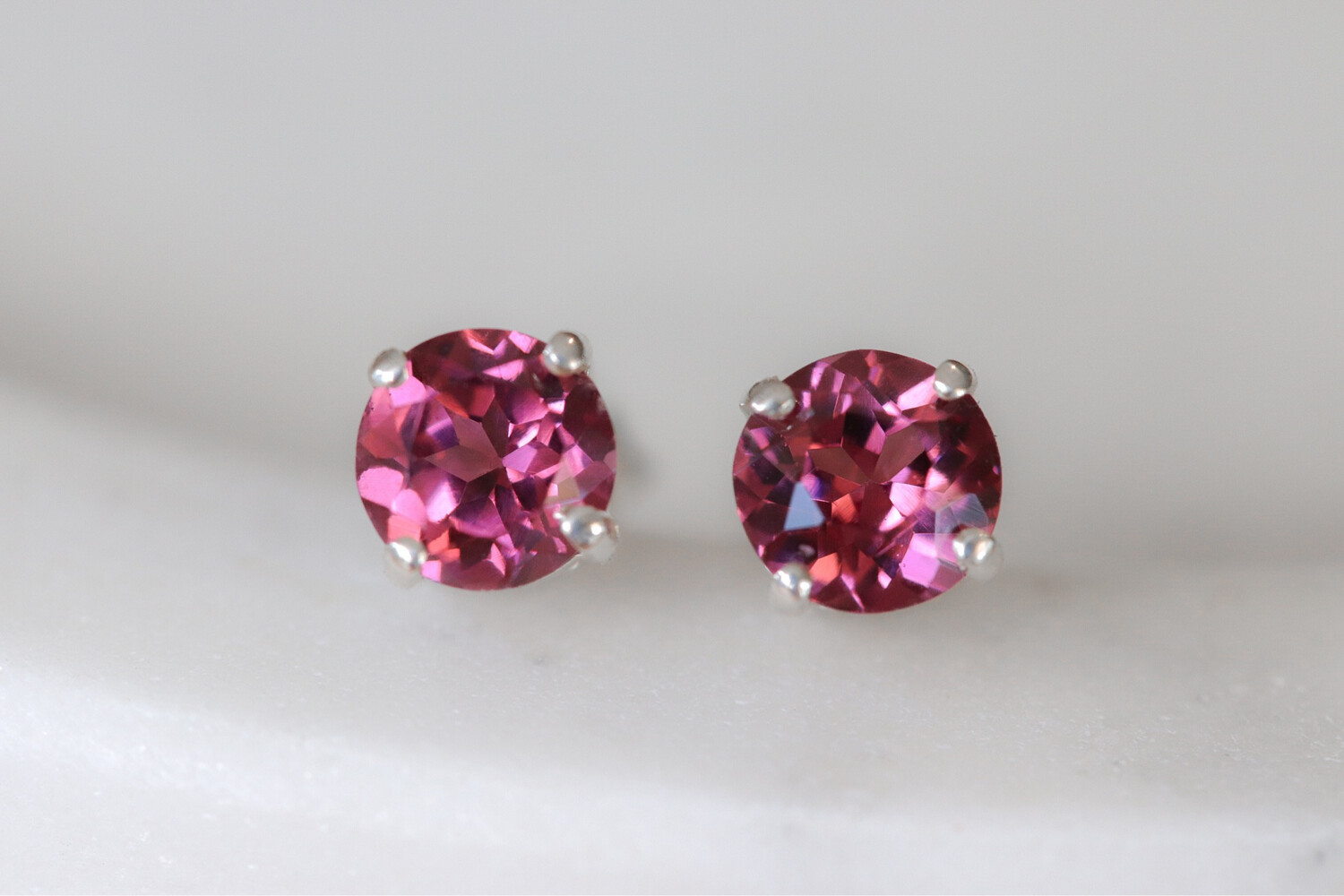 Pink Rhodolite Garnet Studs