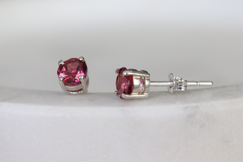 Pink Rhodolite Garnet Studs
