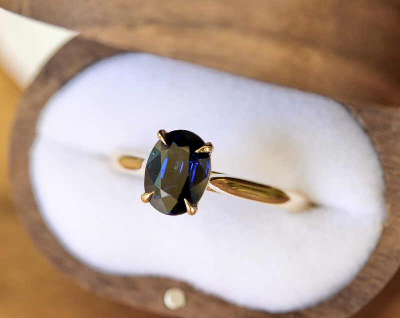 1.78ct Australian Blue Oval Sapphire Engagement Ring