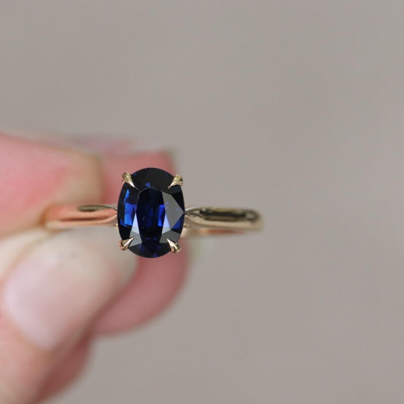 1.78ct Australian Blue Oval Sapphire Engagement Ring