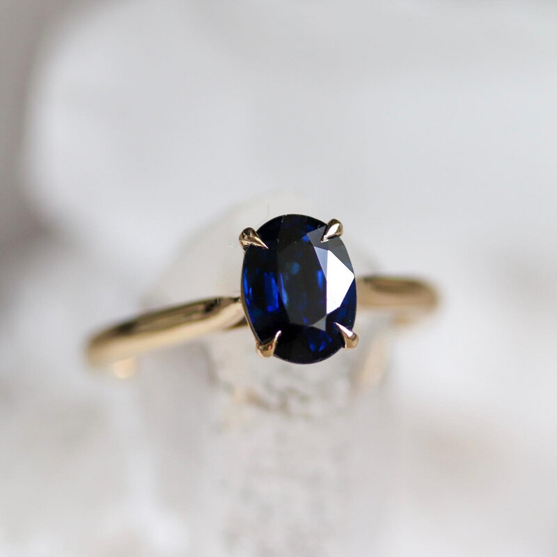 1.78ct Australian Blue Oval Sapphire Engagement Ring
