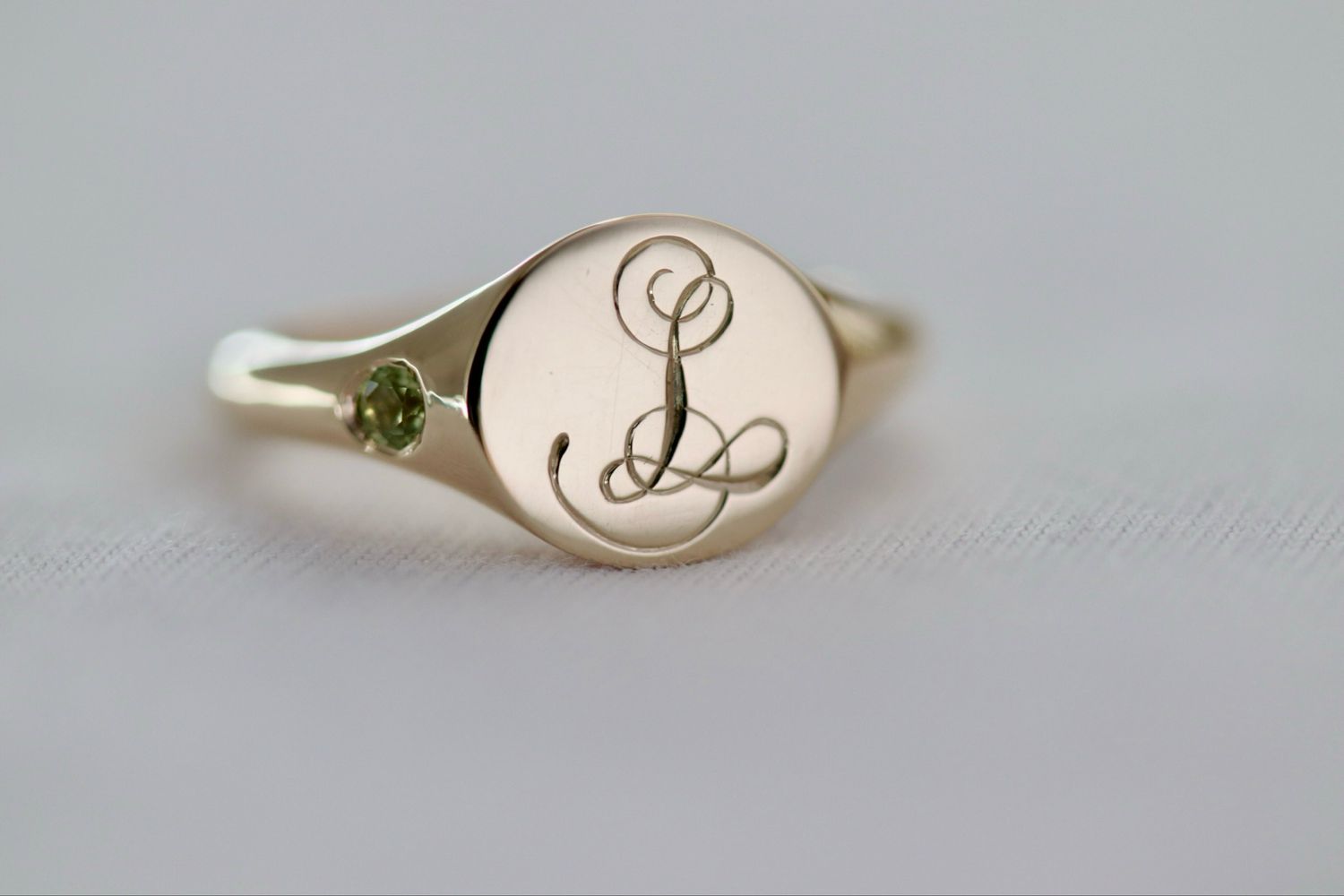 Personalised Initial Birthstone Signet Ring